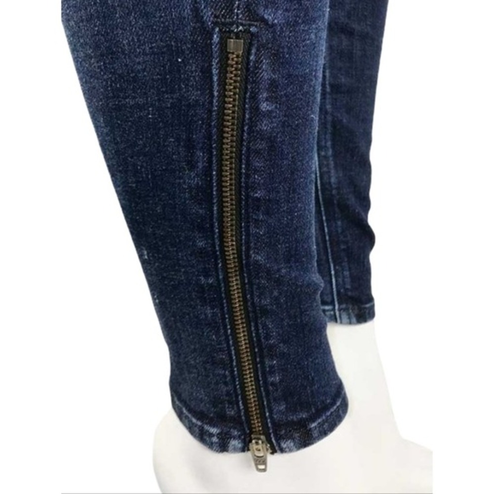 Rag & Bone Kensington Moto‎ Skinny Jeans Dark Indigo Ankle Zip W1522K520ND Sz 25 - Picture 13 of 13